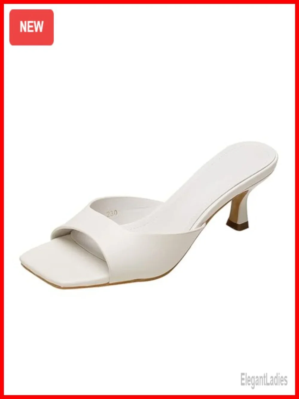 Women's Square Open Toe Kitten Heel Slide Sandals Slip-On Mules
